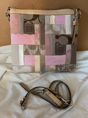 Coach Patchwork Signature Crossbody in Pink and Neutral Tones